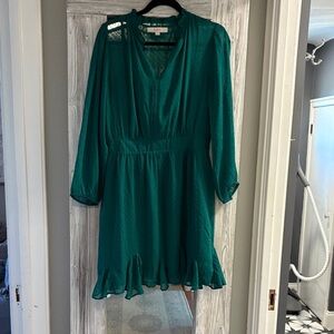 LOFT Emerald Green Long Sleeve Dress
